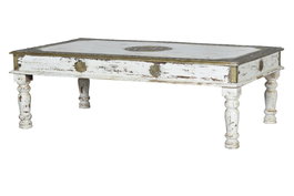GINER Y COLOMER Table basse en bois de manguier blanc vieilli
